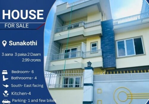 House for sale in Sunakothi- 2.99 crores